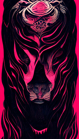 Royal surrealistic abstract tiger. Growling tiger watching his prey. The concept of the hunter.の写真素材