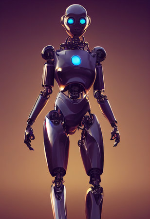 A fictional person, not based on a real person. Portrait of a futuristic robot. An artistic abstract cyberpunk fantasy. Concept of a modern robot. 3d renderingの写真素材