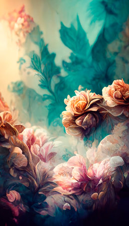 Colorful multicolored bright picture. Painted bright multicolored flowers. Abstract colorful background.の写真素材