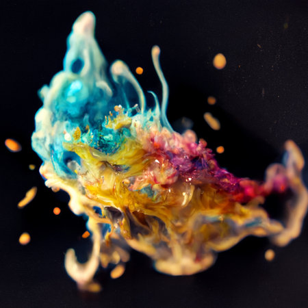 Multicolored ink in water. An explosion of color and contrast. Colorful ink dissolved in water. Perfect for phone wallpaper or for posters.の写真素材