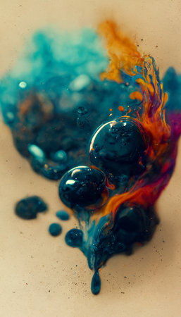 Multicolored ink in water. An explosion of color and contrast. Colorful ink dissolved in water. Perfect for phone wallpaper or for posters.の写真素材