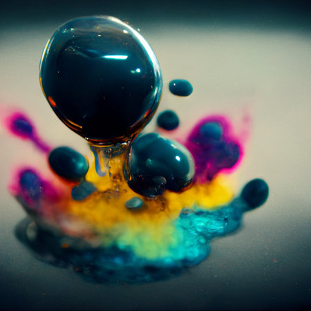 Multicolored ink in water. An explosion of color and contrast. Colorful ink dissolved in water. Perfect for phone wallpaper or for posters.の写真素材