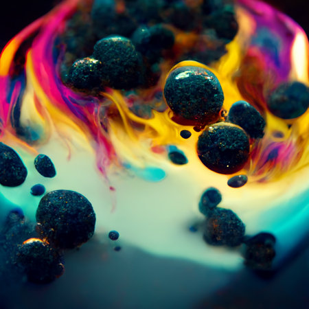 Multicolored ink in water. An explosion of color and contrast. Colorful ink dissolved in water. Perfect for phone wallpaper or for posters.の写真素材