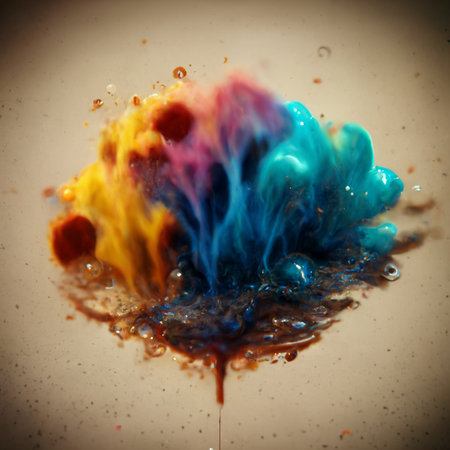 Multicolored ink in water. An explosion of color and contrast. Colorful ink dissolved in water. Perfect for phone wallpaper or for posters.の写真素材