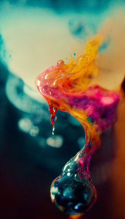 Multicolored ink in water. An explosion of color and contrast. Colorful ink dissolved in water. Perfect for phone wallpaper or for posters.の写真素材