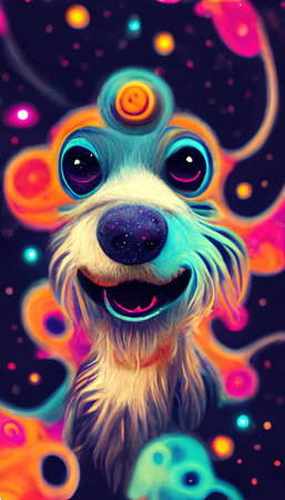 An abstract surrealistic animal. Lots of colored colors, rainbows and multicolored smoke. Colorful wonderful dream abstraction.の写真素材