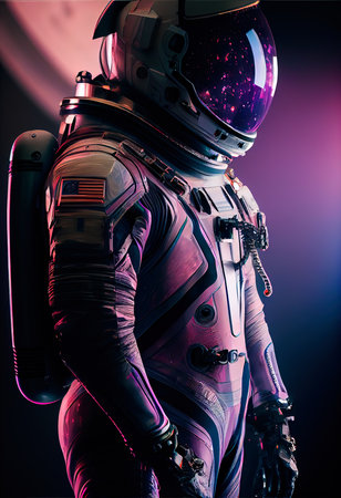 Portrait of an astronaut in a spacesuit. High-tech astronaut from the future. The concept of space travel. Generative AI Artの写真素材