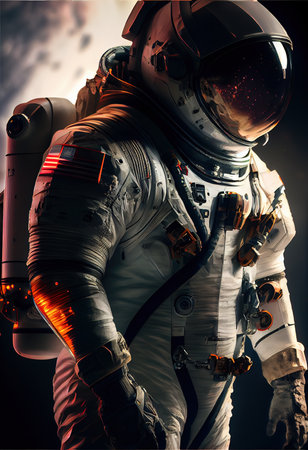 Portrait of an astronaut in a spacesuit. High-tech astronaut from the future. The concept of space...