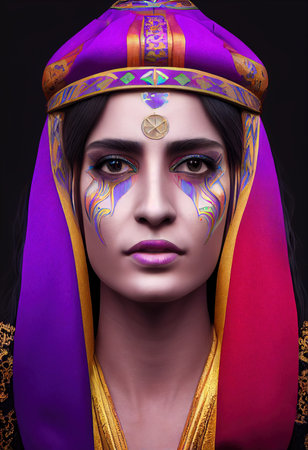 Portrait of a beautiful priestess. Image of an ancient princess. Generative AI Artの素材