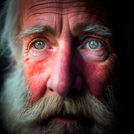 A quirky old bearded Santa Claus. A winter holiday concept. Generative AI Art.の素材