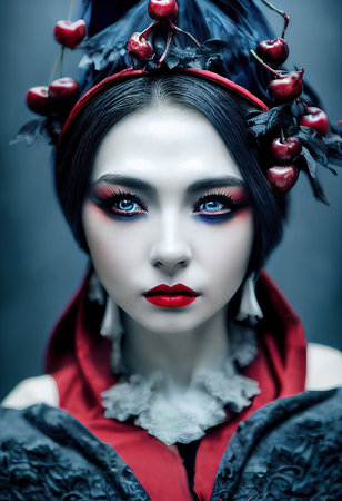 A fictional person, not based on a real person. Abstract portrait of a beautiful fictional girl. Fashionable cute woman. Creative beautiful girl. 3d renderingの素材