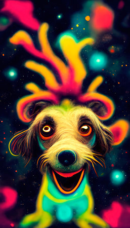 An abstract surrealistic animal. Lots of colored colors, rainbows and multicolored smoke. Colorful wonderful dream abstraction.の素材