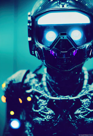 A fictional person, not based on a real person. Portrait of an fictional astronaut in a spacesuit. High-tech astronaut from the future. The concept of space travel. 3D renderingの素材