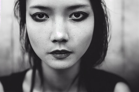 Abstract portrait of a beautiful fictional girl. Fashionable cute woman. Creative beautiful girl. Generative AI Artの素材