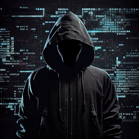 Portrait of a sci-fi cyberpunk hacker. High-tech futuristic man from the future. The concept of virtual reality and cyberpunk. Generative AI Art.の素材