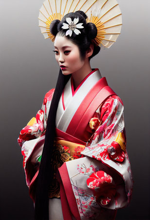 A fictional person, not based on a real person. Abstract portrait of a beautiful fictional asian girl. Fashionable cute woman. Creative beautiful girl. 3d renderingの素材