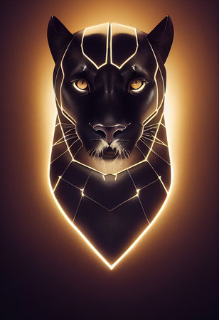 Portrait of a beautiful black jaguar. Portrait of a black panther. Portrait of a beautiful black jaguar. 3d renderingの素材