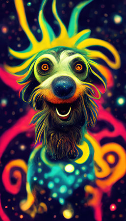 An abstract surrealistic animal. Lots of colored colors, rainbows and multicolored smoke. Colorful wonderful dream abstraction.の素材