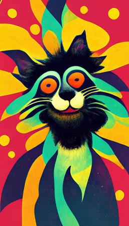 An abstract surrealistic animal. Lots of colored colors, rainbows and multicolored smoke. Colorful wonderful dream abstraction.の素材