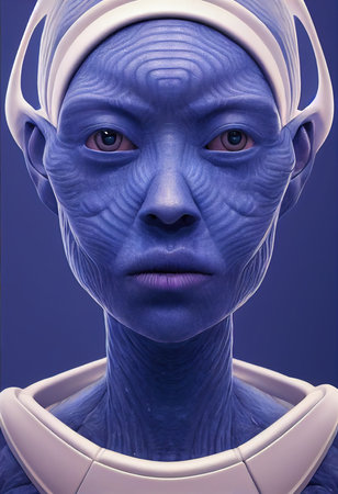 A creepy alien invader from an alien planet. The concept of an alien. Generative AI Artの素材