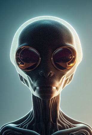 A creepy alien invader from an alien planet. The concept of an alien from an alien planet. 3D renderの素材