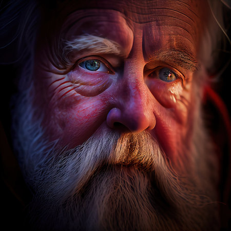 A quirky old bearded Santa Claus. A winter holiday concept. Generative AI Artの素材