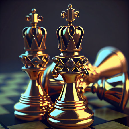 Chess pieces on the board. The concept of planning, decision-making, and strategy. Generative AI Artの素材