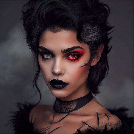 Abstract portrait of a beautiful fictional girl. Fashionable cute woman. Creative beautiful girl. Generative AI Artの素材