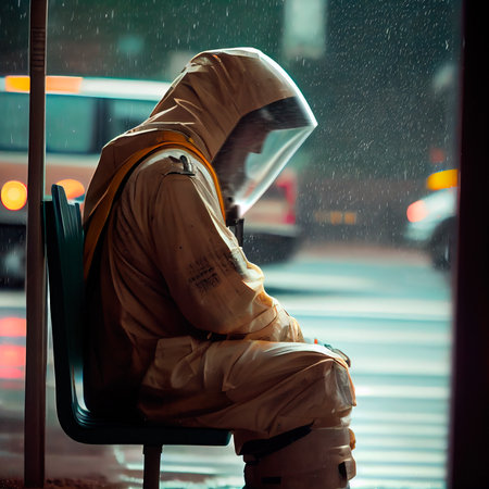 Portrt of an astronaut in a spacesuit. High-tech astronaut from the future. Generative AI Art.の素材