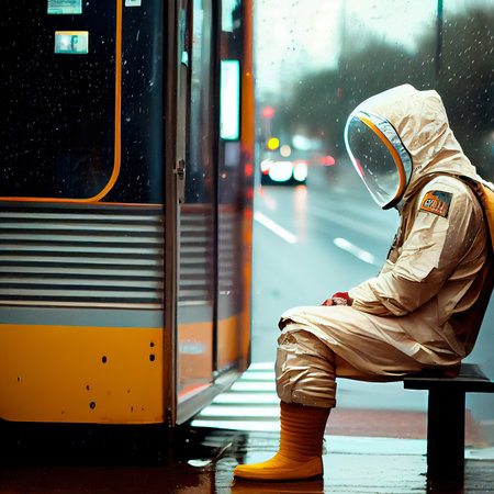 Portrt of an astronaut in a spacesuit. High-tech astronaut from the future. Generative AI Art.の素材