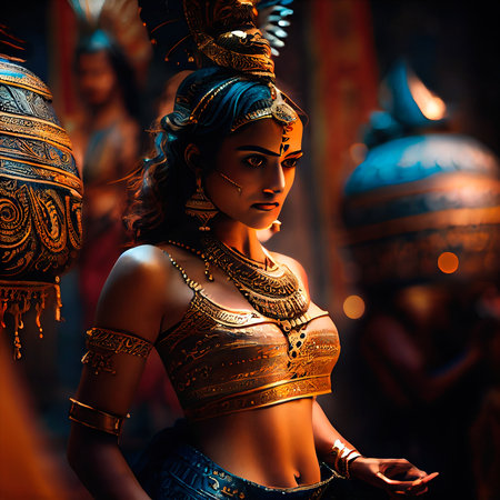 Portrt of a beautiful priestess. Image of an ancient princess. Generative AI Art.の素材