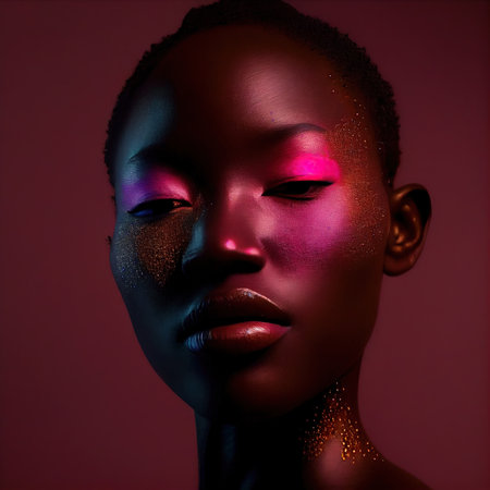 Abstract portrait of a beautiful fantasy girl. Fashionable cute woman. Creative beautiful girl. Generative AI Artの素材