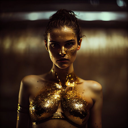 Abstract portrait of a beautiful fantasy girl. Fashionable cute woman. Creative beautiful girl. Generative AI Artの素材