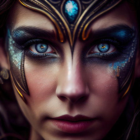 Abstract portrait of a beautiful fantasy girl. Fashionable cute woman. Creative beautiful girl. Generative AI Artの素材