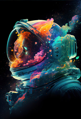 Portrait of an astronaut in a spacesuit. High-tech astronaut from the future. The concept of space travel. Generative AI Artの素材