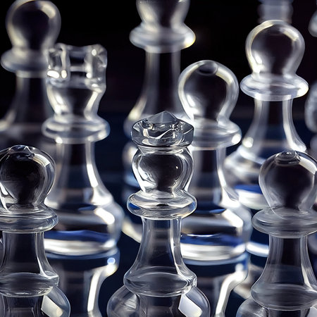 Chess pieces on the board. The concept of planning, decision-making, and strategy. Generative AI Artの素材