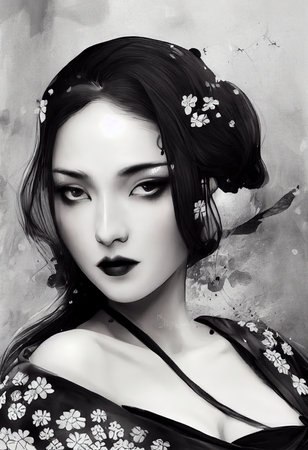 Abstract portrait of a beautiful fashion girl. Fashionable cute woman. Creative beautiful girl. Generative AI Artの素材