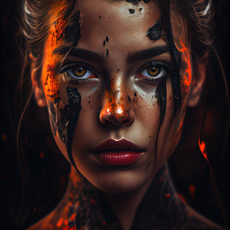 Abstract portrait of a beautiful fictional girl. Fashionable cute woman. Creative beautiful girl. Generative AI Artの素材