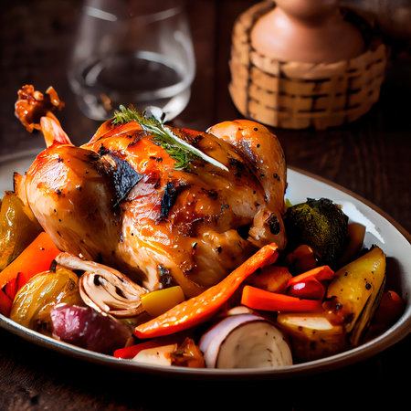 Christmas delicious juicy turkey. Holiday traditional dishes for Christmas or Thanksgiving. Generative AI Art.の素材