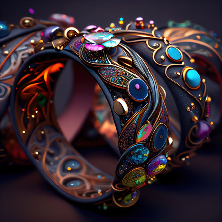 Gemstones, rings, earrings and bracelets. Jewelry and accessories for the fashionable woman. Generative AI Artの素材