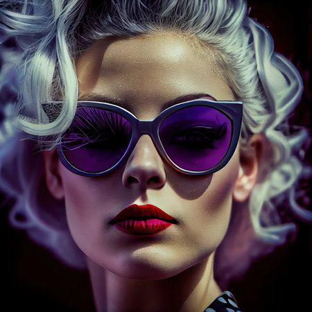 Abstract portrait of a beautiful fictional girl. Fashionable cute woman. Creative beautiful girl. Generative AI Artの素材