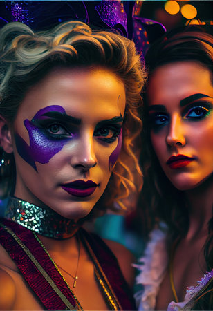 Abstract portrait of a beautiful fictional girl. Fashionable cute woman. Creative beautiful girl. Generative AI Artの素材