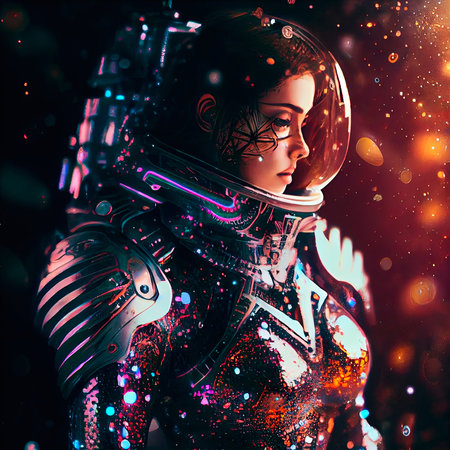 Portrait of an astronaut in a spacesuit. High-tech astronaut from the future. The concept of space travel. Generative AI Artの素材