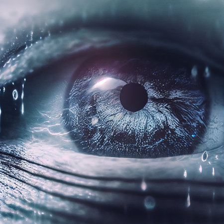 A close-up of the human eye. Close-up of the amazing pupil. Generative AI Art.の素材