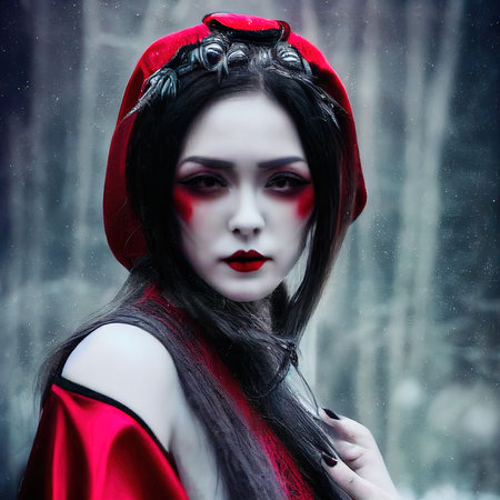 Abstract portrait of a beautiful fictional girl. Fashionable cute woman. Creative beautiful girl. Generative AI Artの素材