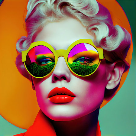 Abstract portrait of a beautiful fictional girl. Fashionable cute woman. Creative beautiful girl. Generative AI Artの素材