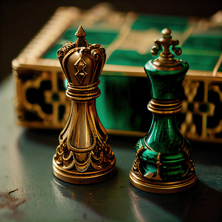 Chess pieces on the board. The concept of planning, decision-making, and strategy. Generative AI Artの素材