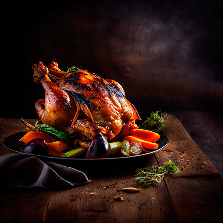 Christmas delicious juicy turkey. Holiday traditional dishes for Christmas or Thanksgiving. Generative AI Art.の素材