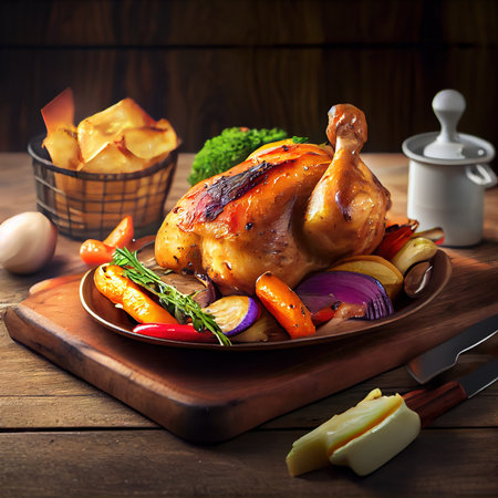 Christmas delicious juicy turkey. Holiday traditional dishes for Christmas or Thanksgiving. Generative AI Art.の素材