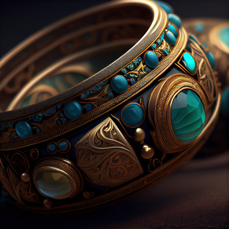 Gemstones, rings, earrings and bracelets. Jewelry and accessories for the fashionable woman. Generative AI Artの素材